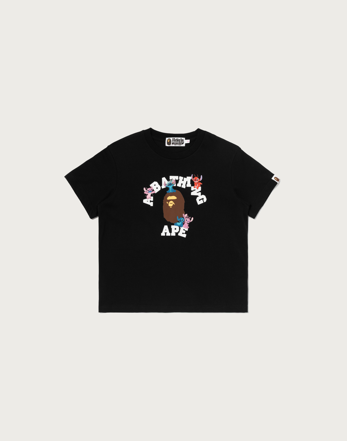 BAPE X DISNEY STITCH AND FRIENDS COLLEGE MINI TEE LADIES