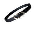 Curved Metal Buckle Full Grain Leather Belt Black Casual Mens Waist