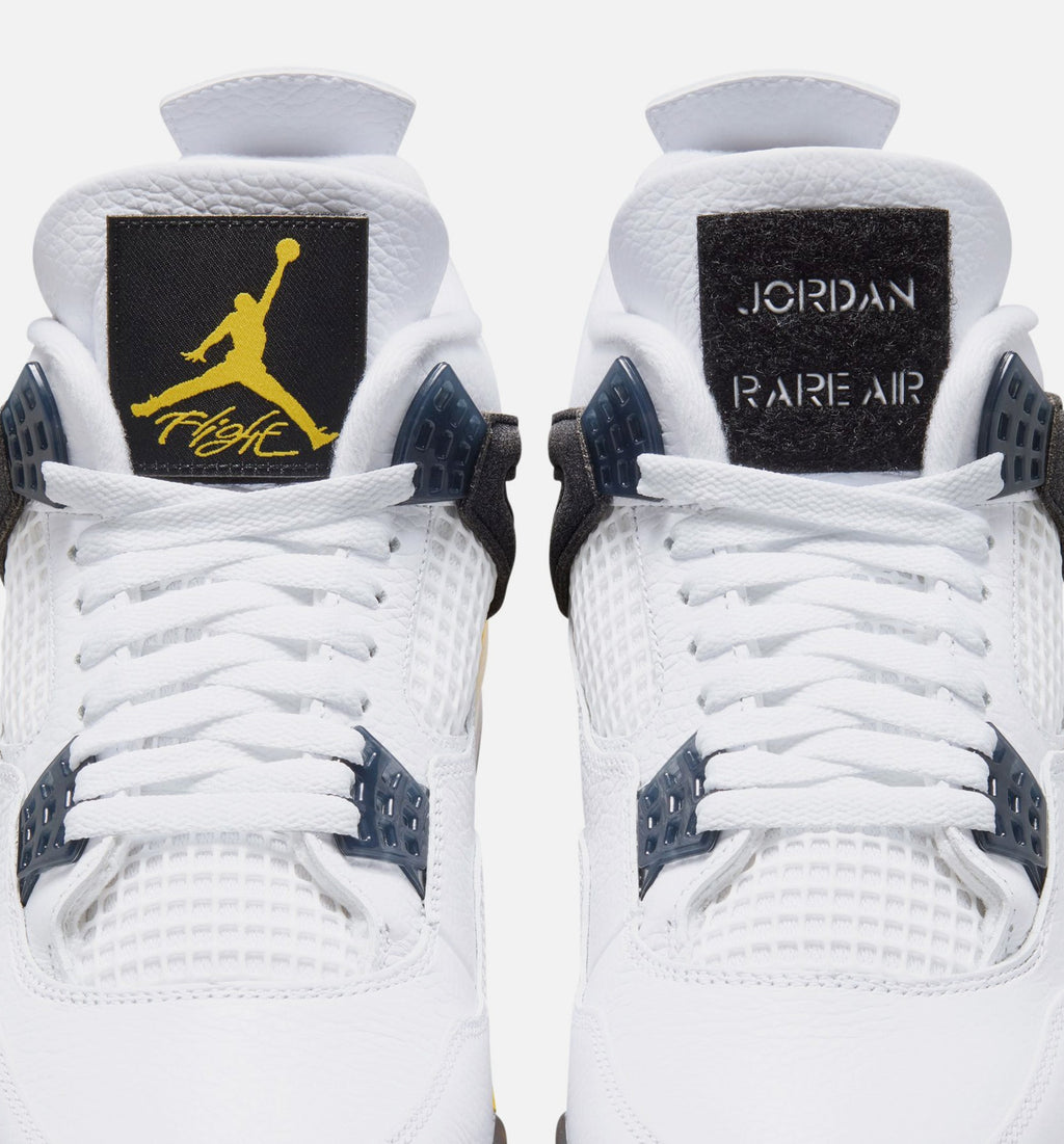 Air Jordan 4 Retro Rare Air Tour Yellow Men's Sneakers - White / Dark Blue-Grey / Black / Tour Yellow