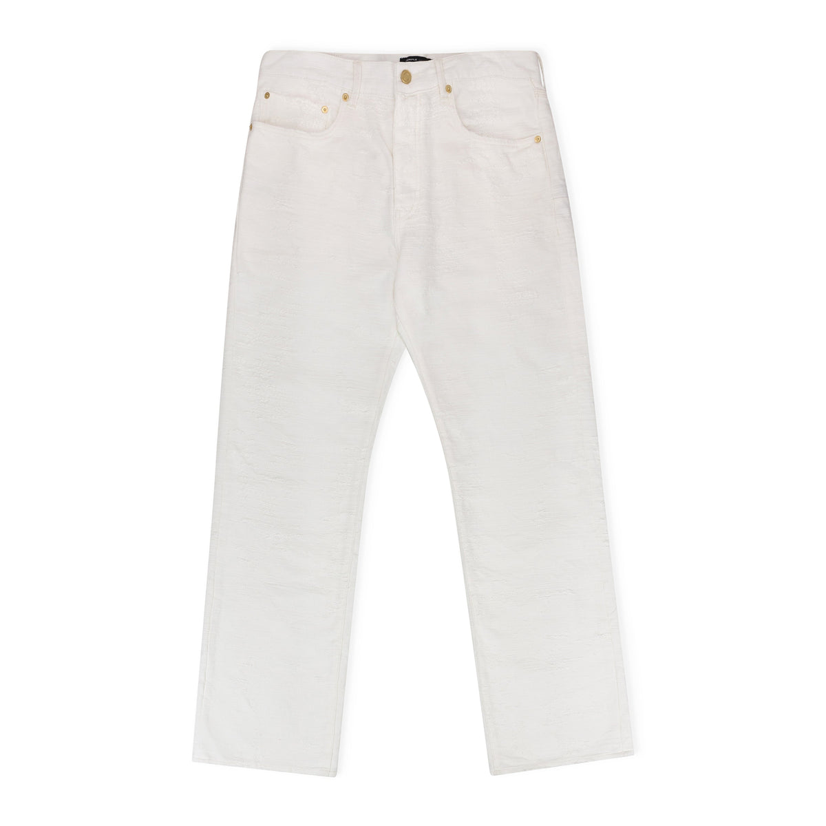 Off White Jacquard Straight Fit Jeans