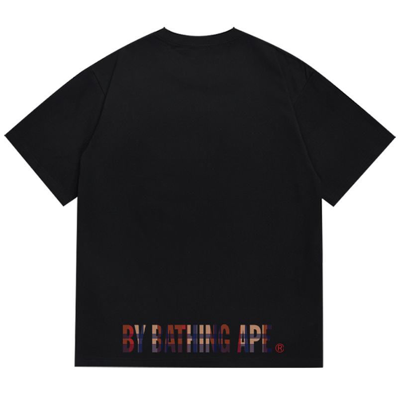 BAPE Plaid Split Ape Face Men's T-Shirt - Black
