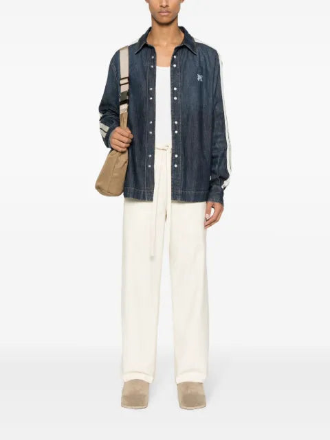 Palm Angels monogram-embroidered denim track jacket