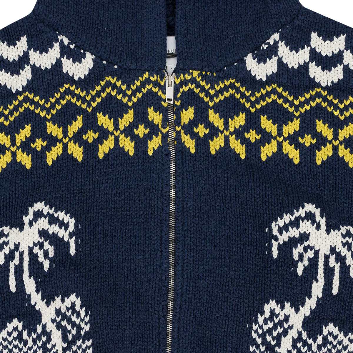 NAVY PALMA KNIT ZIP-UP SWEATER
