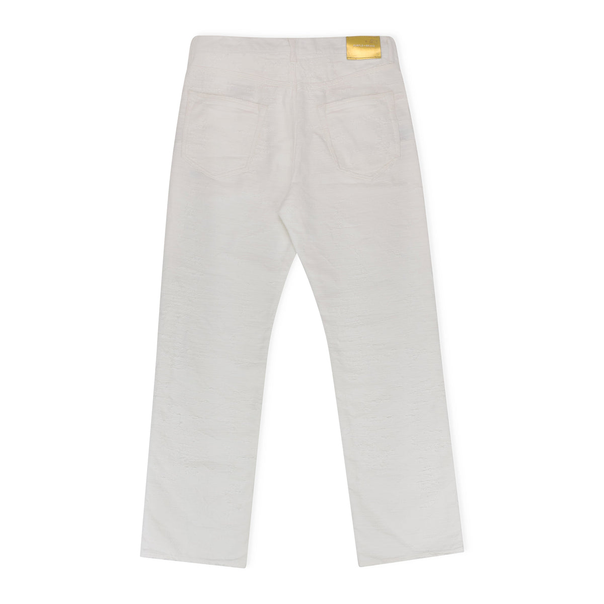 Off White Jacquard Straight Fit Jeans