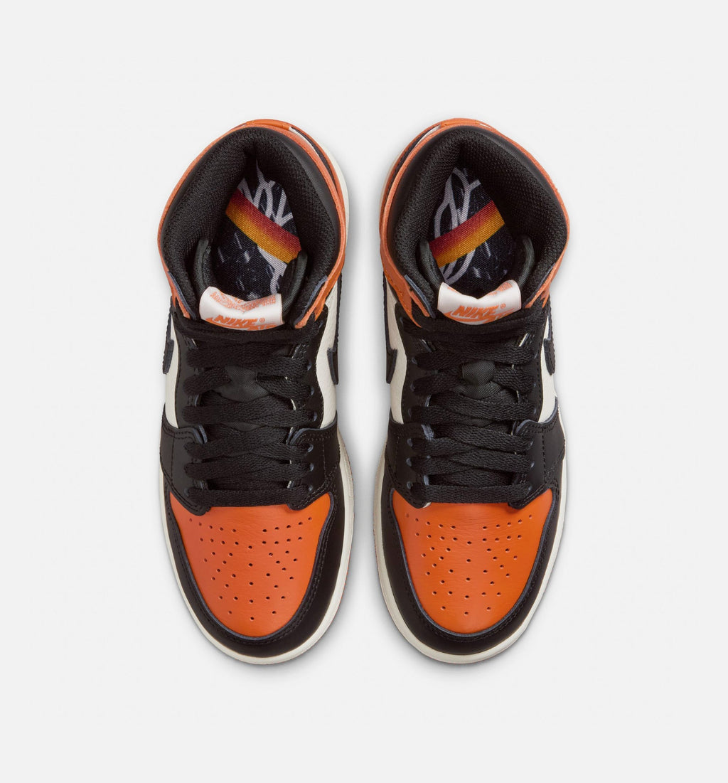 Air Jordan 1 Retro High OG Shattered Backboard Big Kids' Sneakers - Black / Sail / Starfish