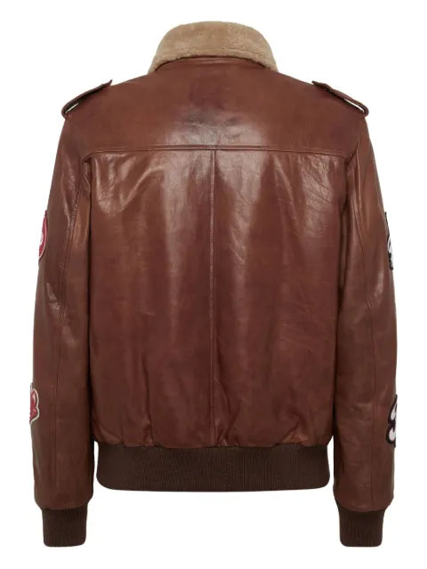 Philipp Plein embroidered leather jacket