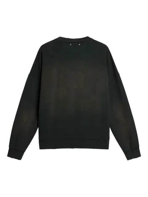 Golden Goose sweatshirt in worn black cotton with logo embroidery