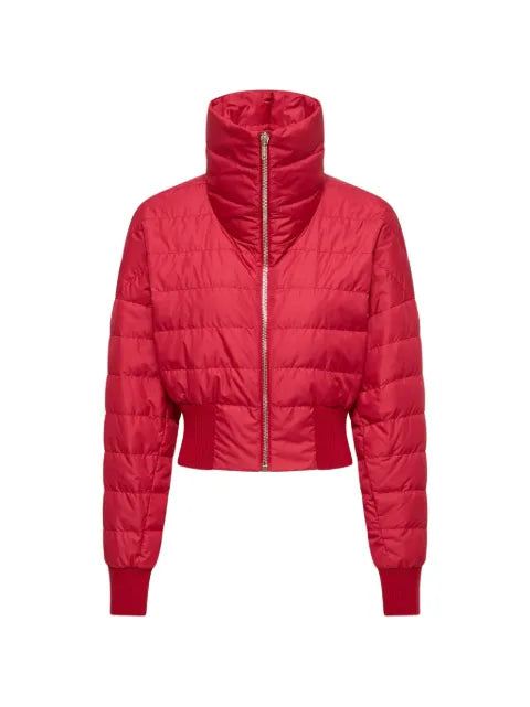 Moncler high collar embroidered logo coat