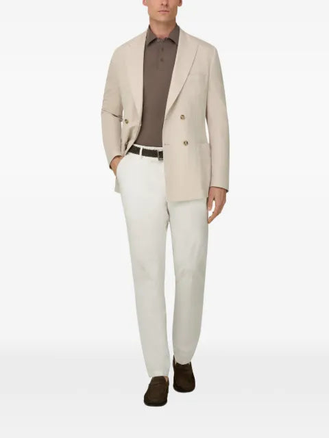Boggi Milano Brooklyn micro textured double-breasted jacket in pure cotton