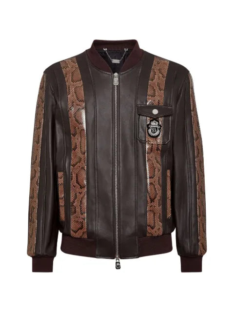 Billionaire bomber jacket with python panel