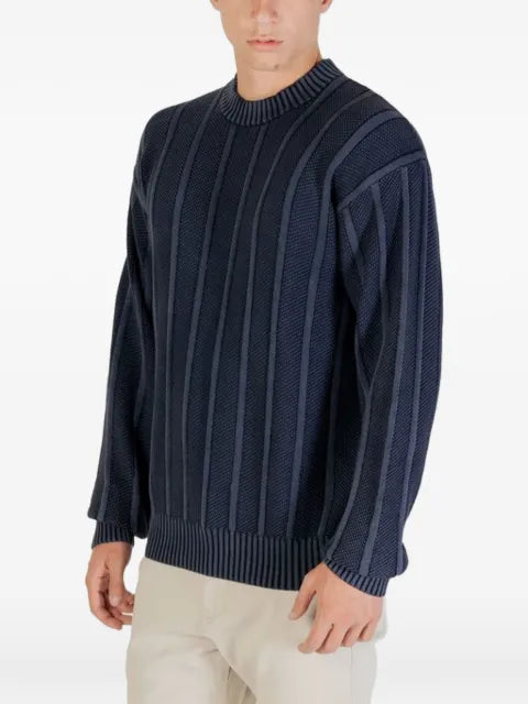 BOSS vertical-stripe textured-knit sweater