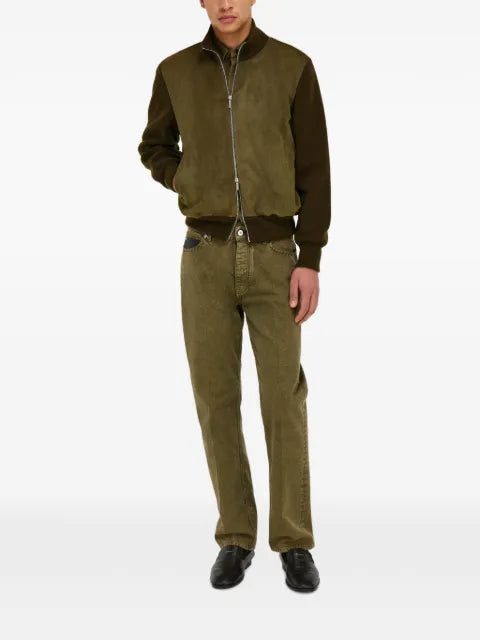 Ferragamo suede blouson with knitted details