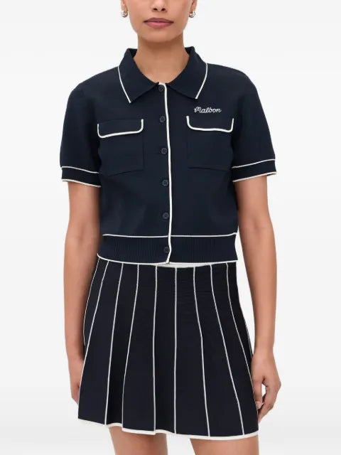 Malbon Golf Jacqueline contrast-trim short-sleeved cardigan