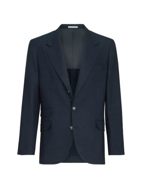Brunello Cucinelli mouliné virgin-wool twill deconstructed Cavallo blazer with metal buttons