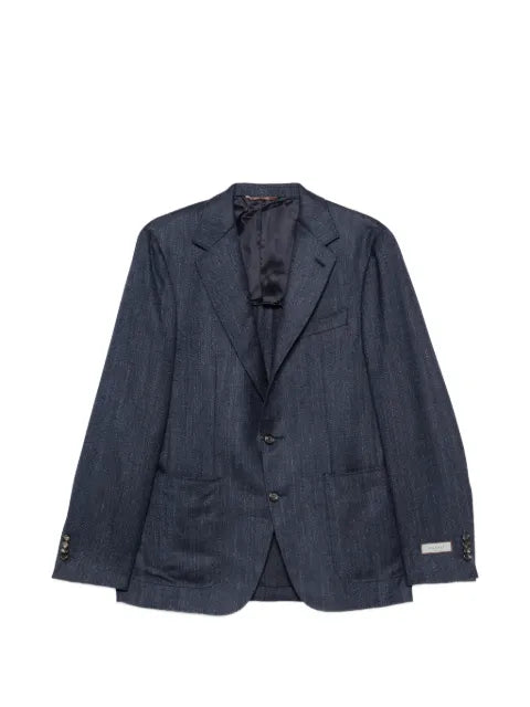 Canali herringbone-weave notched-lapel blazer