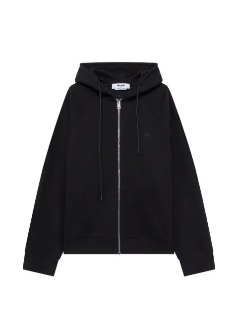 MSGM logo-patch zip-up hoodie