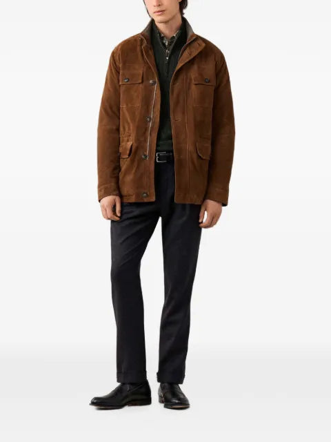 Hackett London multi-pocket leather jacket