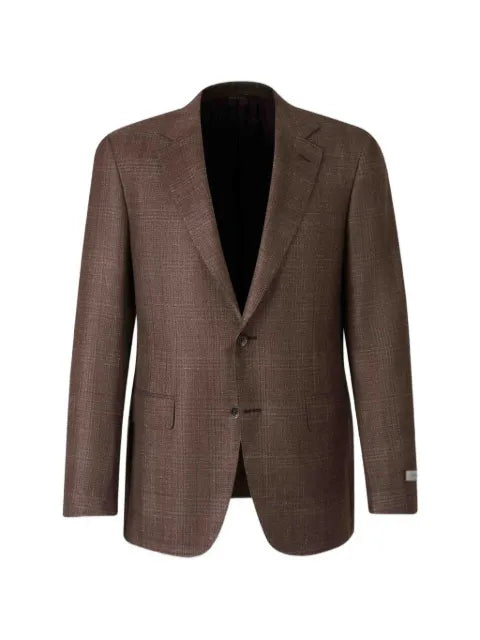 Canali check-pattern notched-lapels jacket
