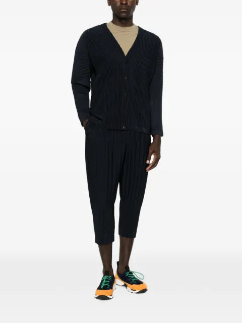 Homme Plissé Issey Miyake plissé-effect V-neck sweater