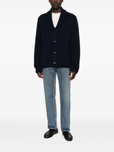 The Row Dor shawl-collar waffle-knit cardigan