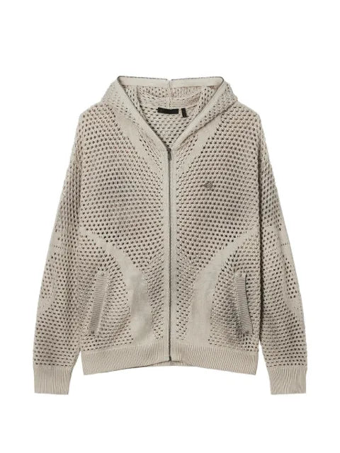 FIVE CM open-knit zip-up hoodie