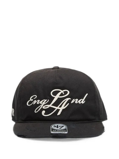 Represent distressed embroidered baseball cap
