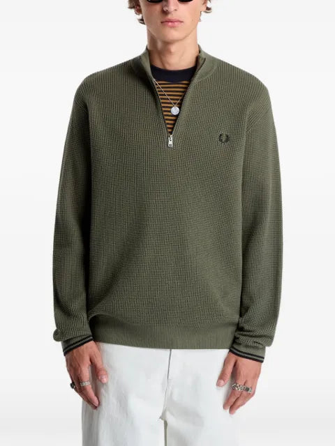 Fred Perry waffle-stitch half-zip sweater