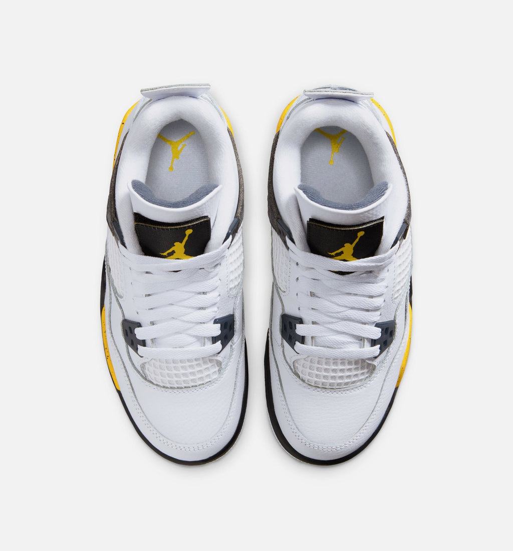 Air Jordan 4 Retro "Rare Air Tour Yellow" Big Kids' Shoe – White/Dark Blue Grey/Black/Tour Yellow
