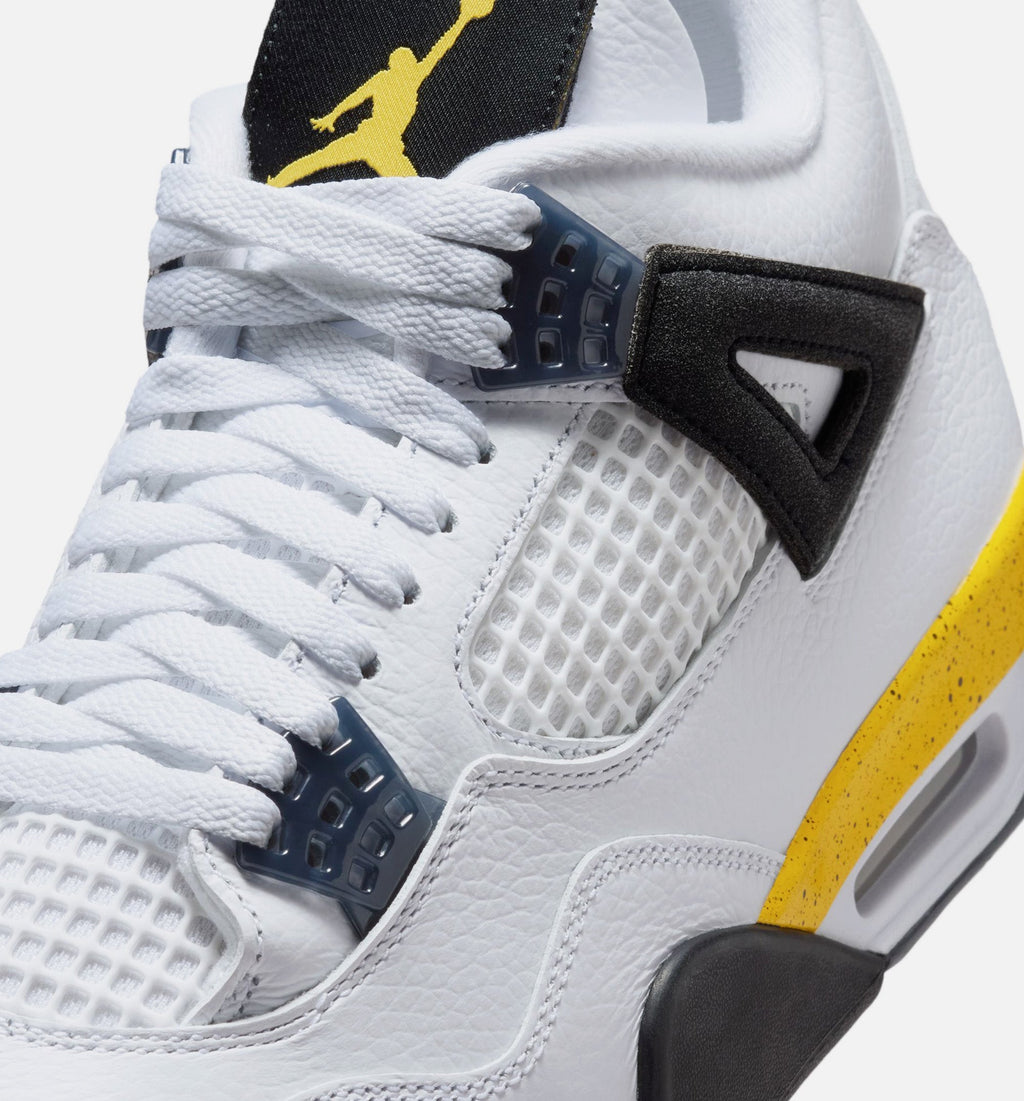 Air Jordan 4 Retro Rare Air Tour Yellow Men's Lifestyle Shoes - White / Dark Blue Grey / Black / Tour Yellow
