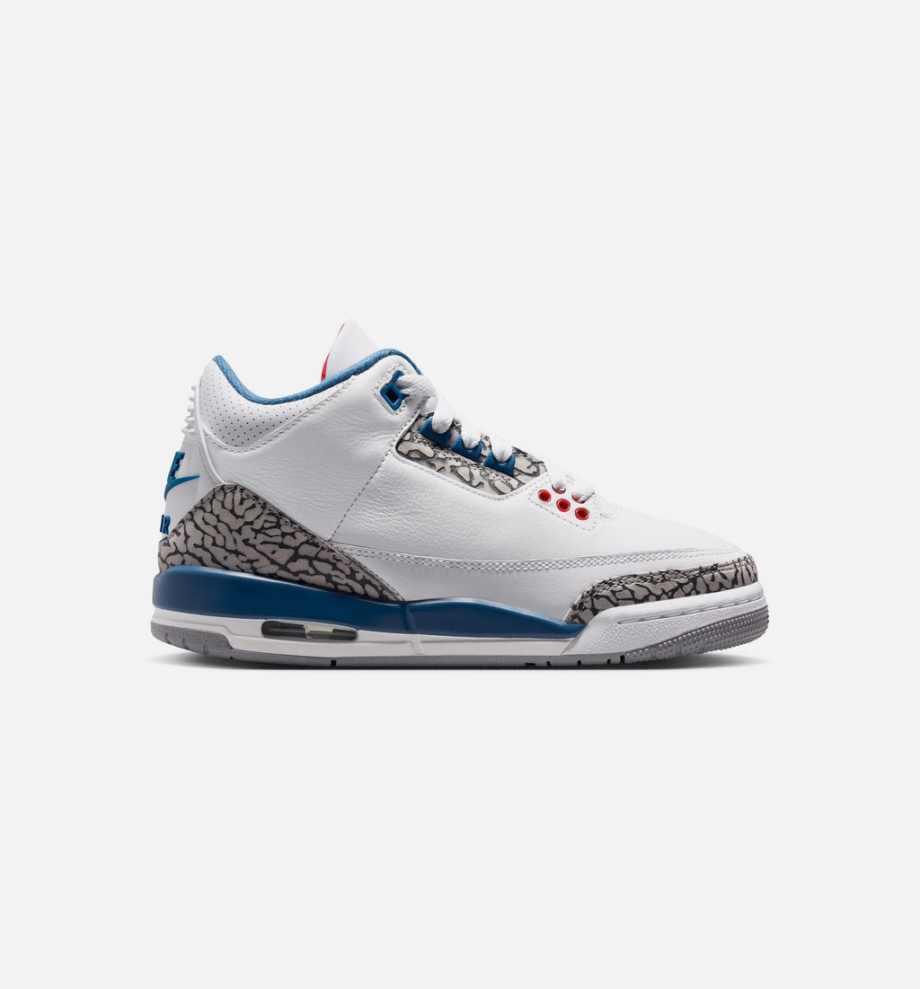Air Jordan 3 Retro OG True Blue Youth Sneakers - White/Fire Red/True Blue
