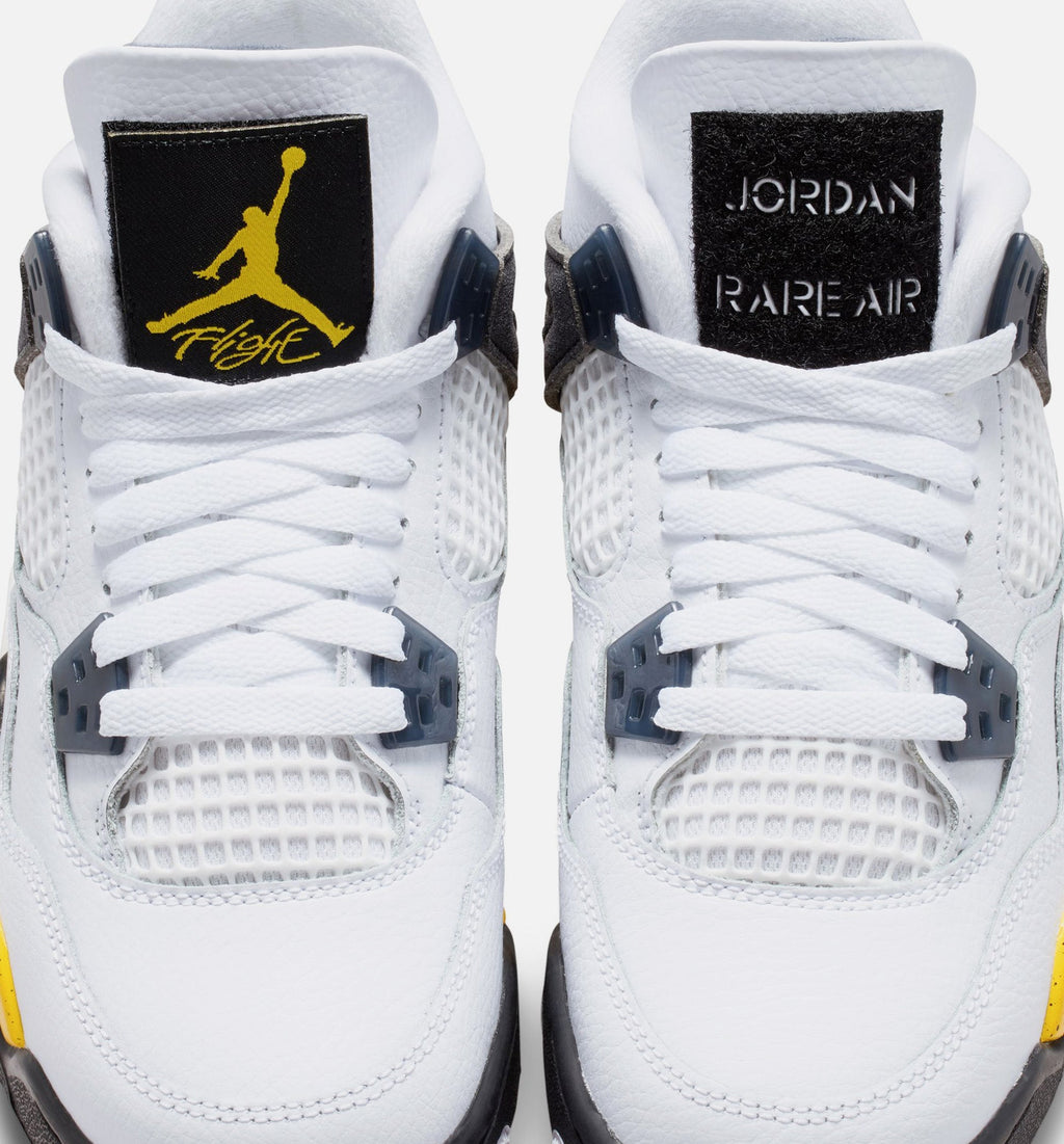 Air Jordan 4 Retro "Rare Air Tour Yellow" Big Kids' Shoe – White/Dark Blue Grey/Black/Tour Yellow