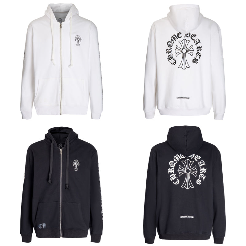 Chrome Hearts Letter Printed Long Cross Flower Arm Zipper Sweatshirt 5007
