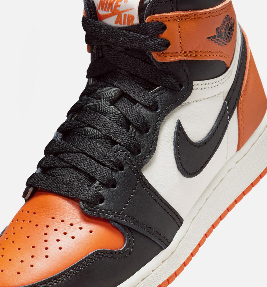 Air Jordan 1 Retro High OG Shattered Backboard Big Kids' Sneakers - Black / Sail / Starfish