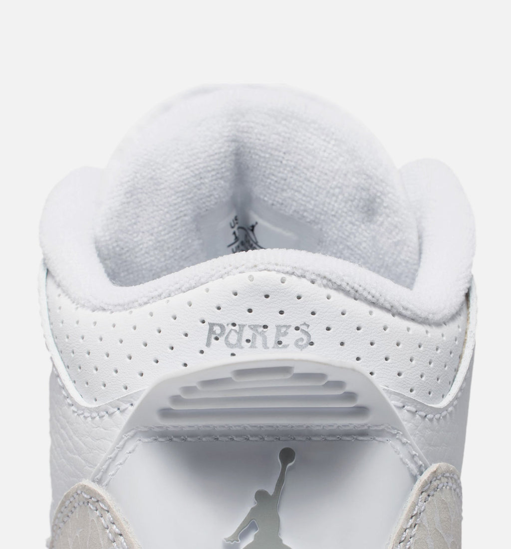 Air Jordan 3 Retro White and Silver Preschool Sneakers