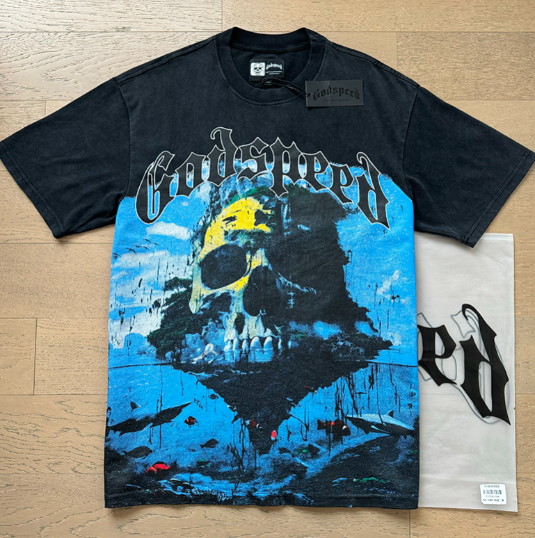 Godspeed “E Pluribus Unum” Skull Island Tee – Black/Blue