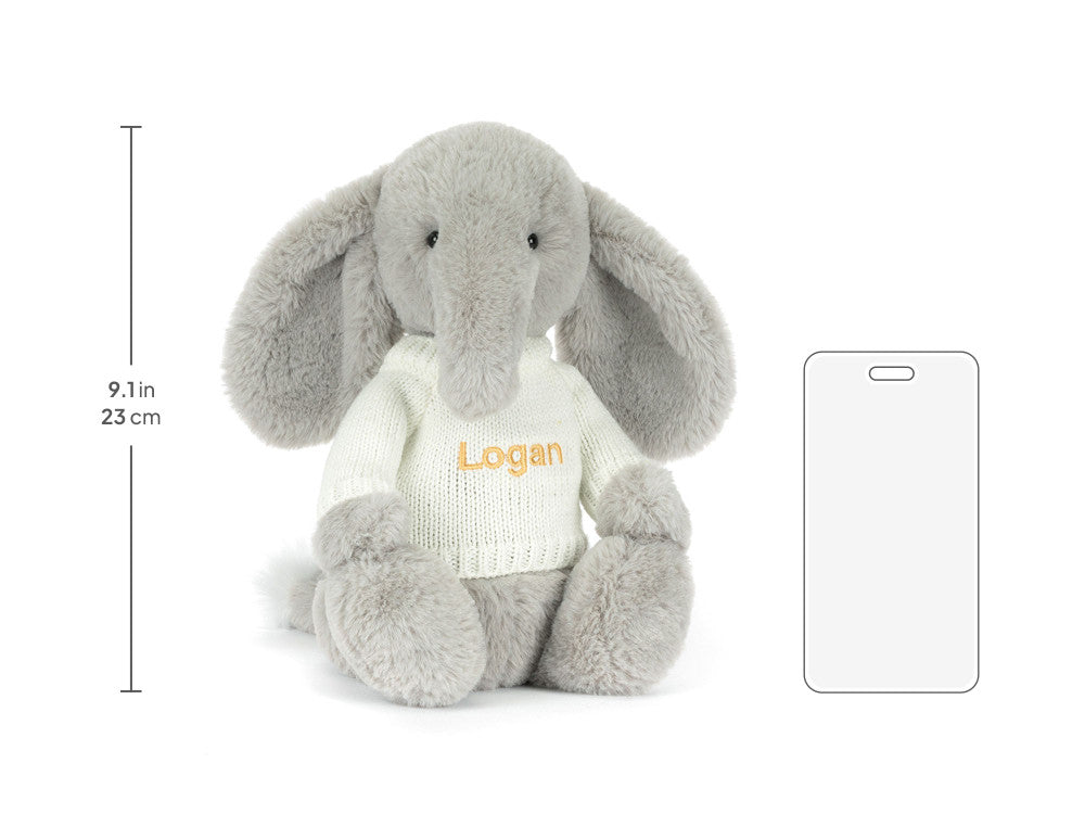 Bashful Luxe Elephant Thuddeus with Personalized Cream Jumper