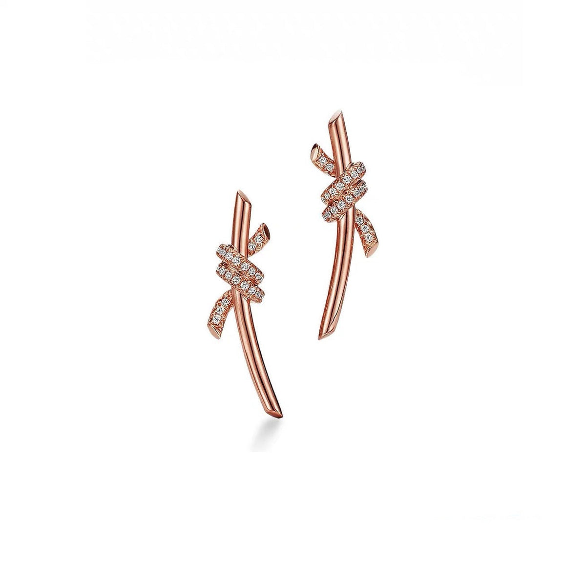 Tiffany Style Knot Cubic Zirconia 18K Gold-Plated Earrings