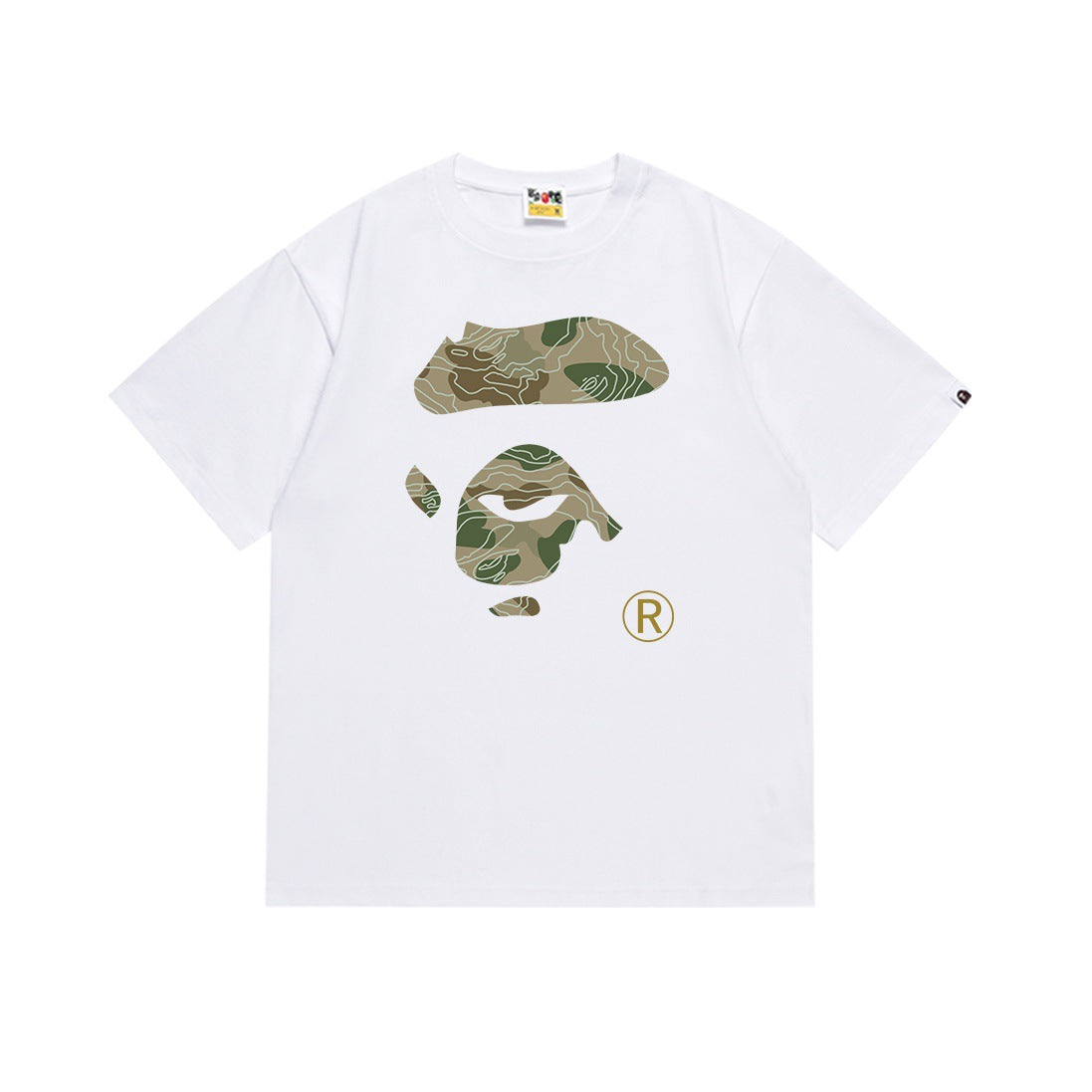 Bape Multi‑Camo Ape Head Graphic Oversized Tee Streetwear Unisex
