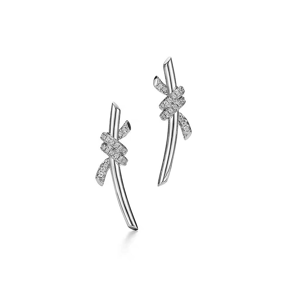 Tiffany Style Knot Cubic Zirconia 18K Gold-Plated Earrings