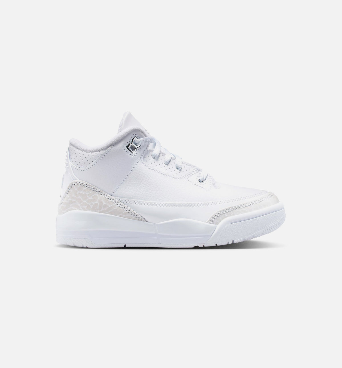 Air Jordan 3 Retro White and Silver Preschool Sneakers