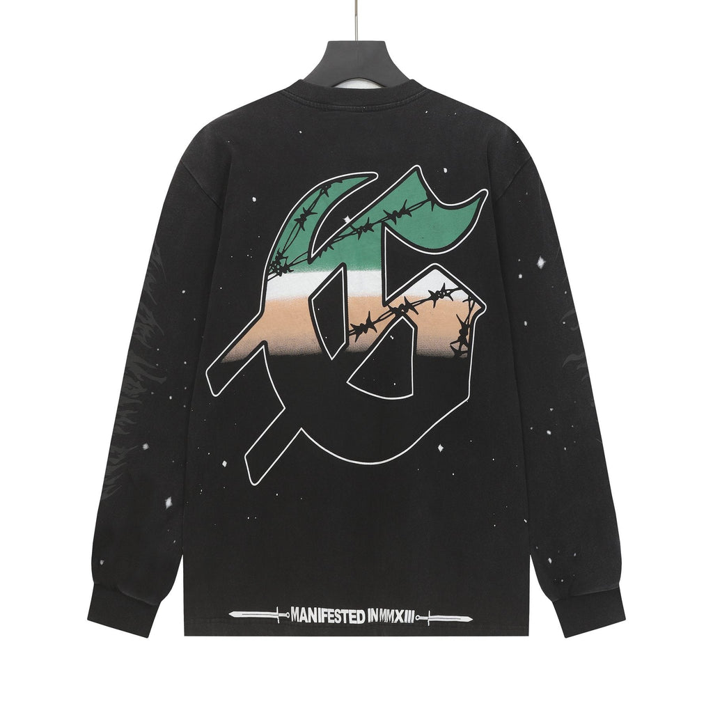 Godspeed Washed Black Rock Graphic Long-Sleeve T-Shirt