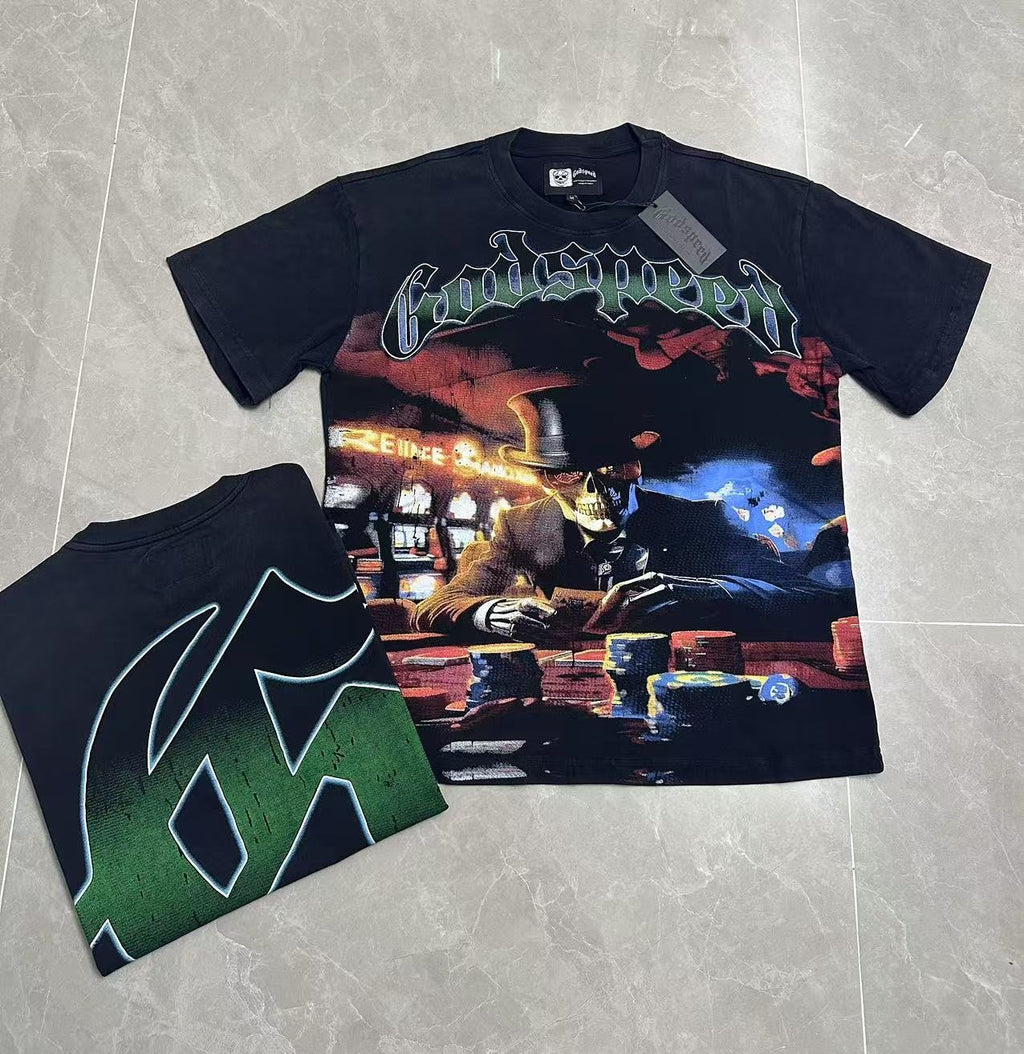 Godspeed Casino Skeleton Graphic T-Shirt