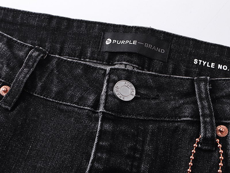 Purple Brand Washed Black Distressed Paint-Splatter Jeans