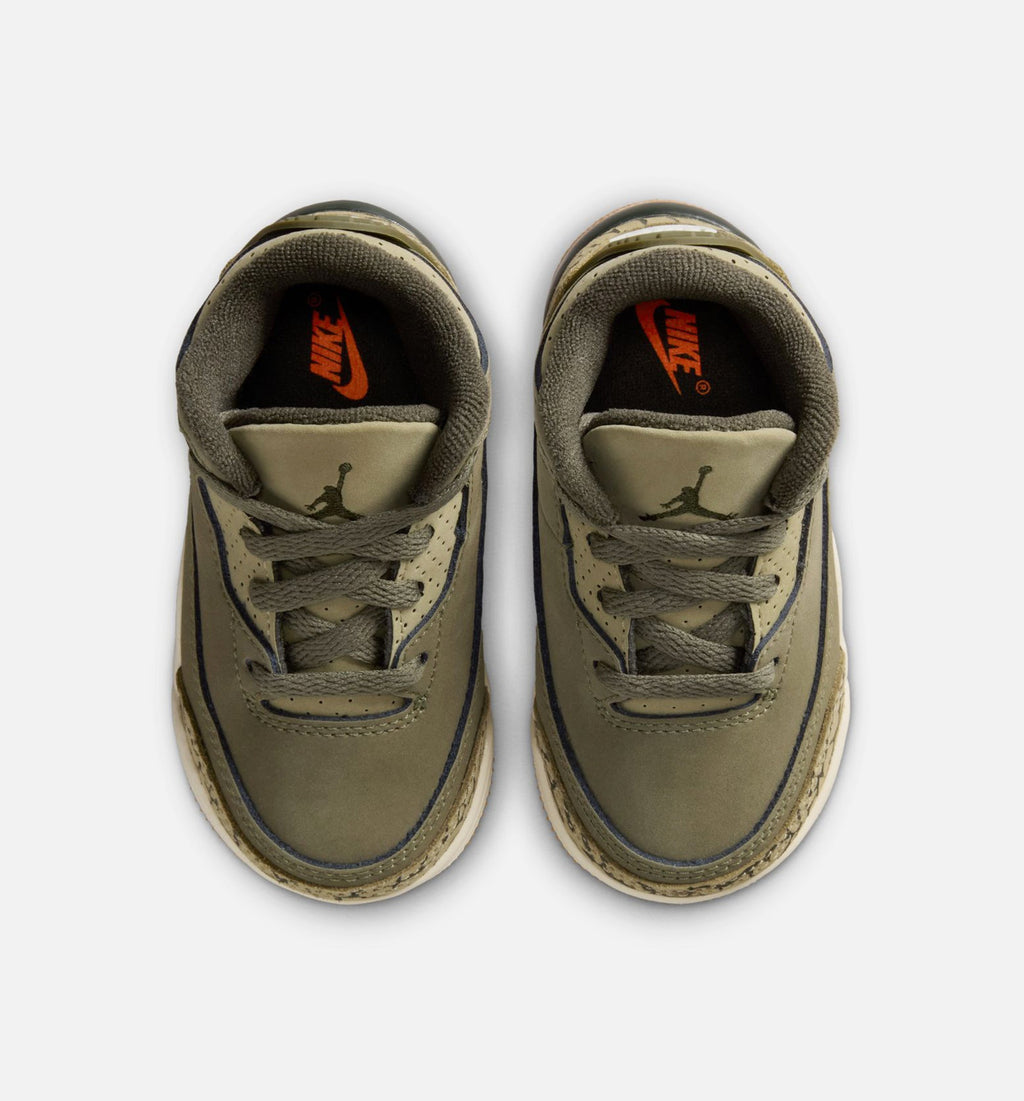 Air Jordan 3 Retro Infant Toddler Lifestyle Shoe - Medium Olive/Sequoia/Neutral Olive/Sail