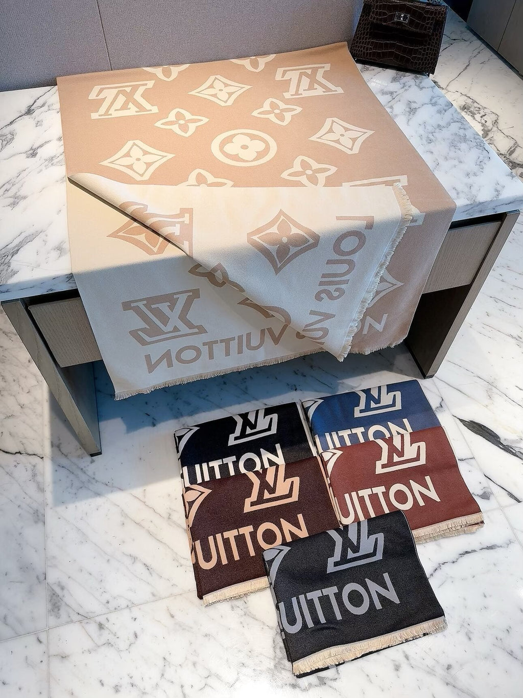 Louis Vuitton Style Oversized Monogram Scarf
