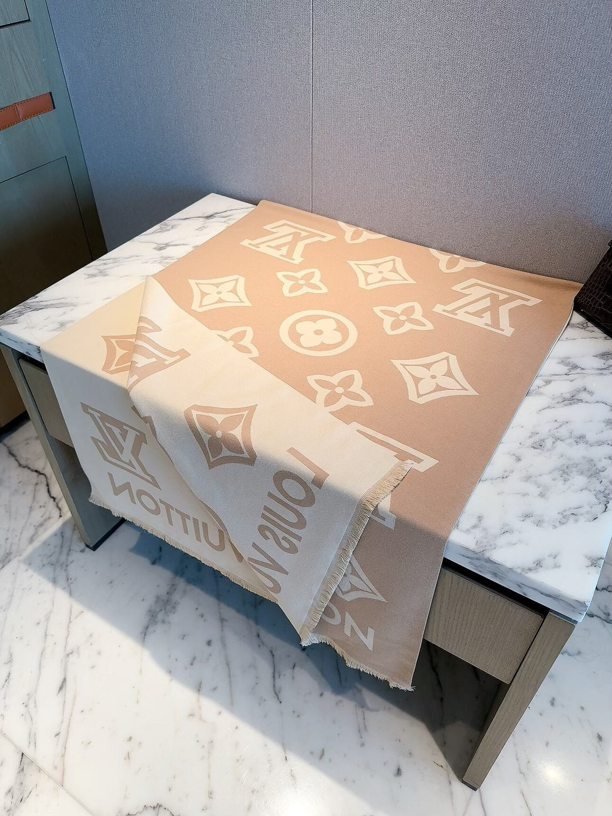 Louis Vuitton Style Oversized Monogram Scarf