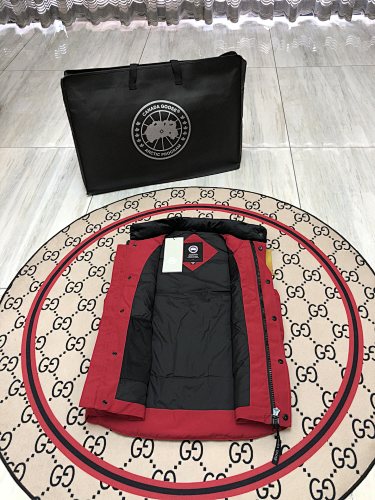 Canada Goose Puffer Vest in Red with Stand Collar and Logo Patch