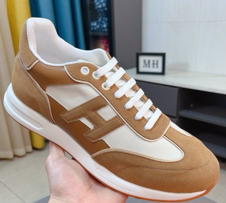Hermès Tan H-Overlay Sneakers