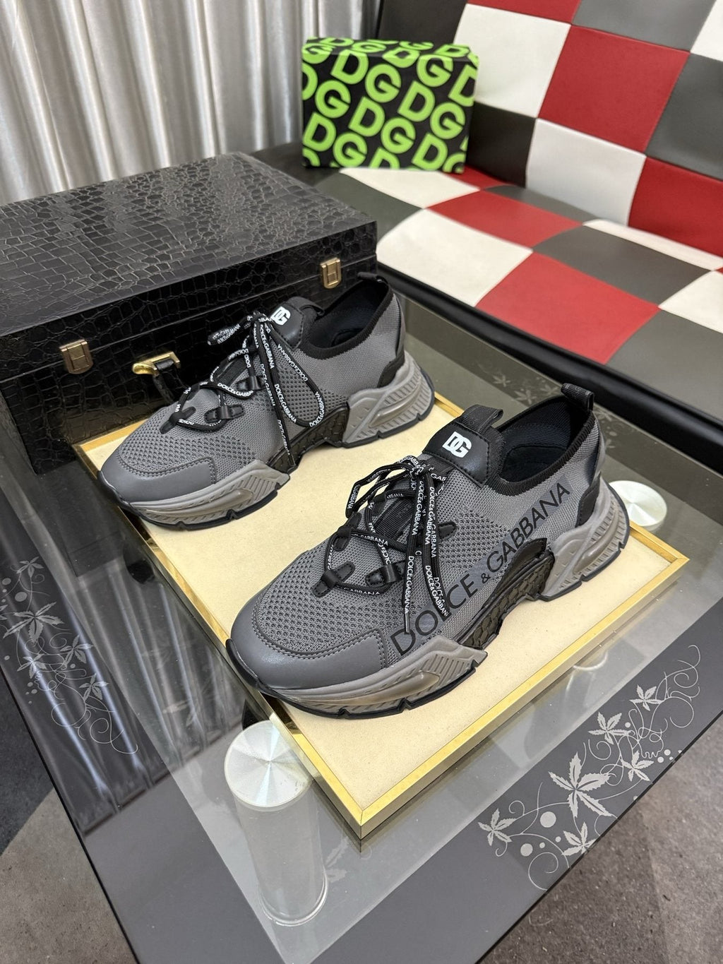 Dolce & Gabbana Gray and Black Chunky Sneakers