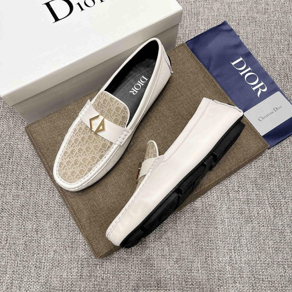 Dior Cream and Beige Patterned Loafers